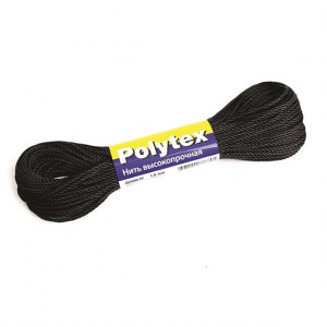 Нитки полиэфирные Polytex, моток, чёрные (15 м, 210 den/60 (2,0 мм), 90 кгс) Нитки полиэфирные Polytex, моток, чёрные (15 м, 210 den/60 (2,0 мм), 90 кгс)
